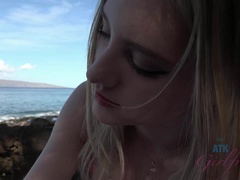 Leie, Strand, Bikini, Freundin, Handjob, Pov, Spanner, Nass