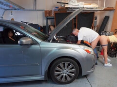 Lastful blonde slut Jenna Madison gets fucked in the garage