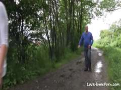 Braunhaarige, Hardcore, Öffentlich, Ablutschen