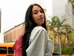 Raven-haired miniature hottie Alex Coal likes dick riding so much