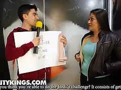Alexis doll visits jordi's porno supermarket & wins the challenge to fit a large dildo in her butt - reality kings
