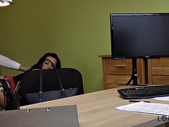 デカチン, インド人, オフィス, 馬乗り, ロシア人, ティーン