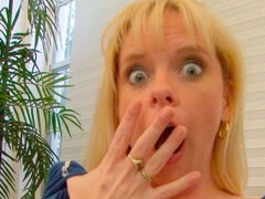 Blonde angel Mrs. Johnson is sucking a pretty big dick on the knees