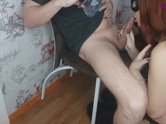 Kinky wife in leather stockings gets creampied by husband's best friend