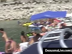 ビーチ, デカパイ, ビキニ, エロ熟女, 淫乱熟女, パーティ, 公共, オマンコ
