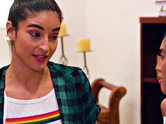 Braunhaarige, Hd, Lesbisch, Lecken, Masturbation, Student, Titten