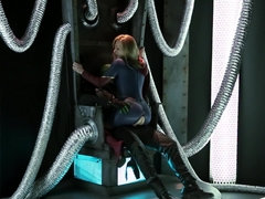 Fantastic blonde girl gets fucked through the hole in her costume