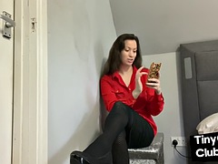 Small cock losers mocked by CFNM babe with glasses