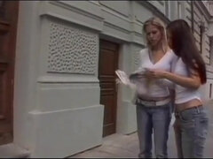 Two hot gals and two hung studs have an orgy