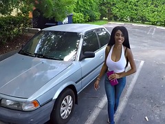 Amateur, Nana, Gros seins, Noire, Sucer une bite, Noir ébène, Hard, Pov