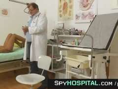 Voyeur medical hidden cam footage of petite doll obgyn exam