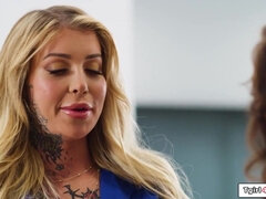 TS Gracie Jane makes asian lawyer squirt