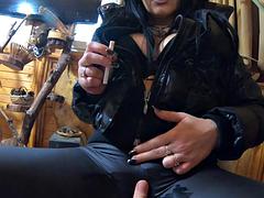 MilfyCalla- A Lot Of Cum On my black down jacket and black leather leggings