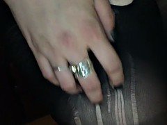 Ruining black tights with my long nails