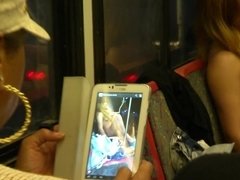 Bus, Lesbisch, Im freien, Öffentlich, Realität, Spanner