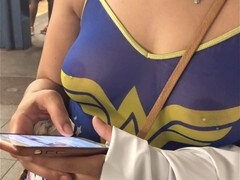 Wife flaunts pierced nipples in sheer see-through shirt in public