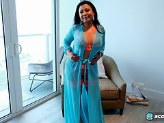 Filipina MILF Krystal Davis toys her big tits and ass in lingerie solo