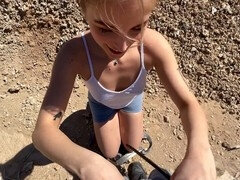 Amateur, Mamada, Pareja, Corrida, Casero, Al aire libre, Público