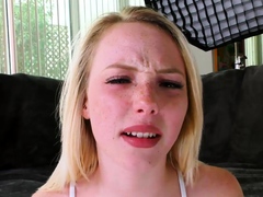 Blonde Dixie Lynn Covered In Cum After Jerking Big Cock