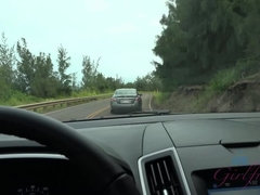 Auto, Fingern, Flashen, Latina, Orgasmus, Im freien, Dürr, Weibliche ejakulation