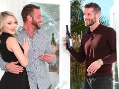 アナル, ブロンド, フェラチオ, イく瞬間, チン, オナニー, ティーン, 三人