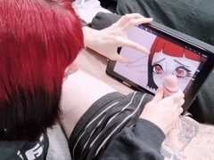 POV blowjob on juicy apple prick, taking a mouthful of cum