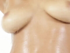 Erotic solo boob play - Natural Oily tits in compilation