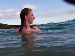 Plage, Sucer une bite, Faciale, Exhib, Nue, De plein air, Pov, Nénés