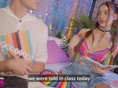 18 años, Tetas grandes, Garganta profunda, Polla, Estilo perrito, Lamidas, Coño, Adolescente