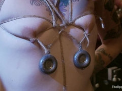 Anaal, Bondage discipline sadomasochisme, Gebondenheid, Vrouw, Straf, Ruw, Slaaf, Trio