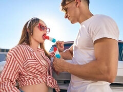 18, デカパイ, フェラチオ, チン, バック, 彼女, 馬乗り, ティーン
