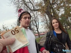 Leie, Blasen, Braunhaarige, Spermaladung, Geld, Öffentlich, Realität, Schlucken