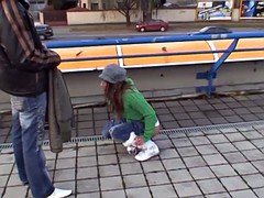 Chica, Mamada, Al aire libre, Público, Adolescente