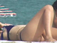 素人, ビーチ, デカパイ, ビキニ, 自家製, 淫乱熟女, 公共, のぞき