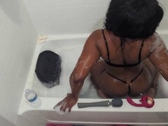 Amerikanisch, Bad, Schwarz, Riesendildo, Lingerie, Mutti, Geld, Spielzeuge