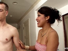 Huge cock guy schemes with stepmom's Latina mature girlfriend for naughty young-old affair