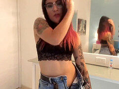 Queue, Noir ébène, Nue, Petite femme, Adolescente, Jouets