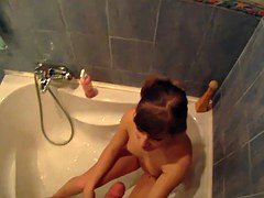 Amateur, Big cock, Blowjob, Brunette, Glasses, Pov, Shower, Tits