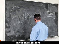Darcie Belle, a naughty teacher, gets a wild classroom fuck from her student's new friend