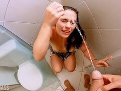 Bathroom, ass-to-mouth, blown