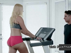 Big Ass Blonde Married Woman Seduces Her Hunk Personal Trainer During Workout - Hotel