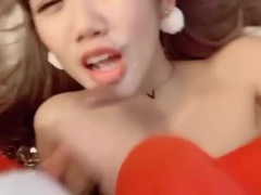 Chinhbaby Dressed as Santa Gets Anal Creampie - Petite Asian Webcam Fun