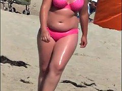 Mooie dikke vrouwen, Strand, Grote mammen, Badpak, Rijpe lesbienne