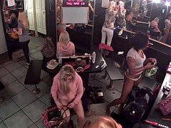 美女, クラブ, ストリップ, のぞき