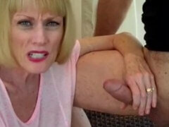 Grosse titten, Blondine, Blasen, Oma, Hausfrau, Reif, Milf, Rau