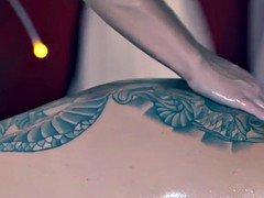 Tattooed guy getting big cock massage