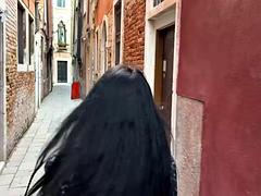 Eva Deepthroats a Stranger in Risky Venice - Horny Doggystyle Porno!