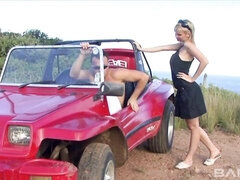 デカチン, デカパイ, ブロンド, フェラチオ, チン, バック, 淫乱熟女, アウトドア