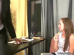 Sucer une bite, Mixte, Tir de sperme, Queue, Léchez, Chatte, Professeur, Nénés