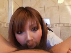 Asiatique, Nana, Salle de bains, Gros cul, Sucer une bite, Brunette brune, Actrice du porno, Suçant